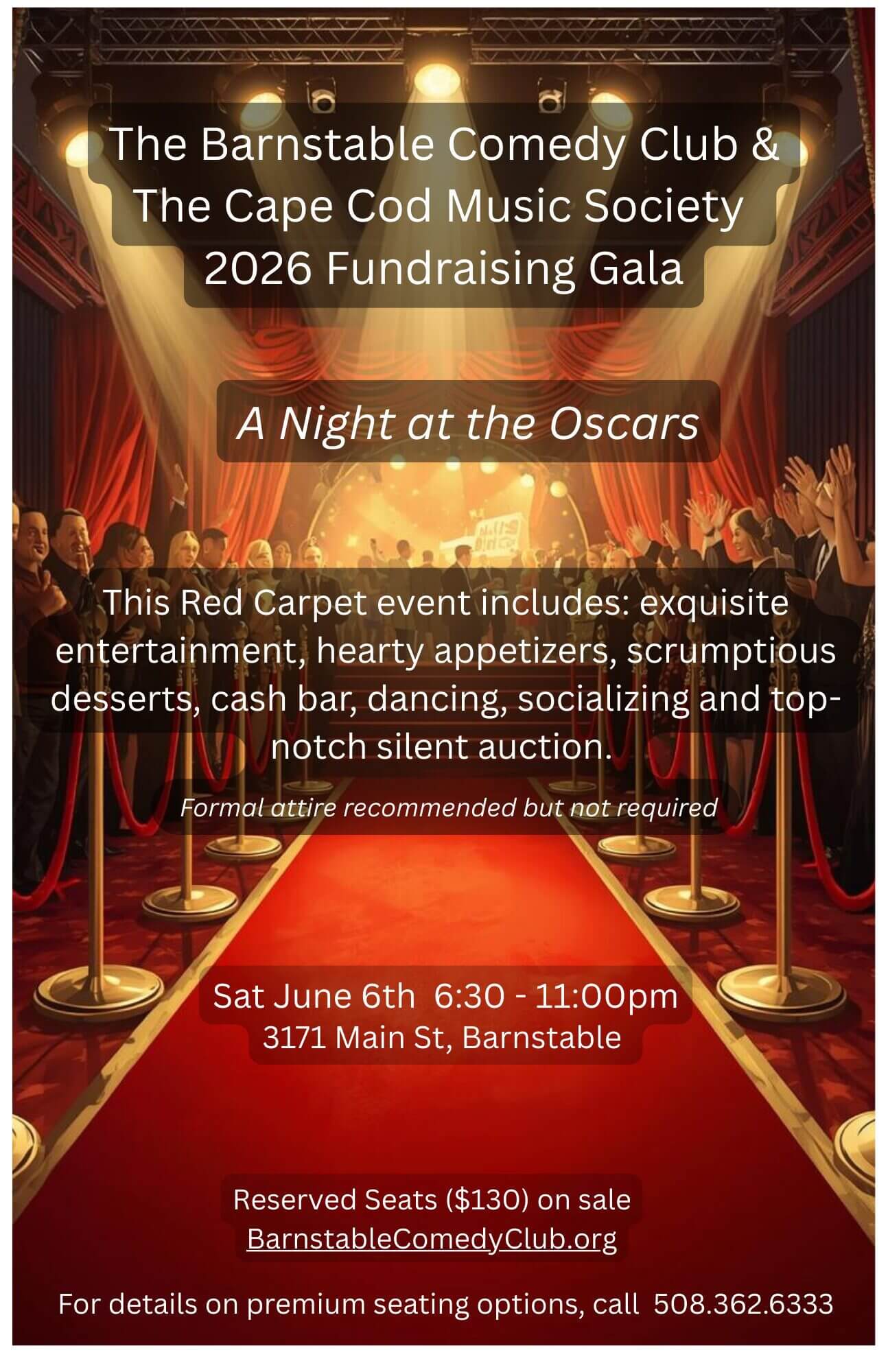 Barnstable gala poster: Night at the Oscars